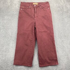 Judy Blue Women's Garment Dyed Crop Wide‎ Leg Jeans Burgundy Size 11/30